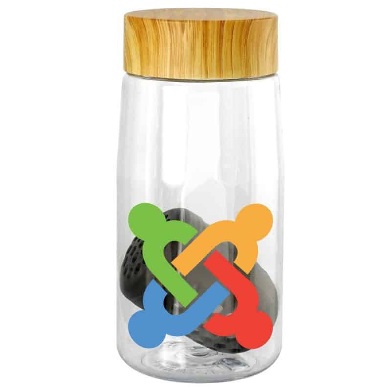 Custom Bamboo Pattern 18 oz. Recycled Bottle with Floating Infuser - 2