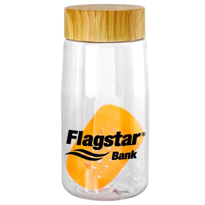 Custom Bamboo Pattern 18 oz. Recycled Bottle with Floating Infuser - 6