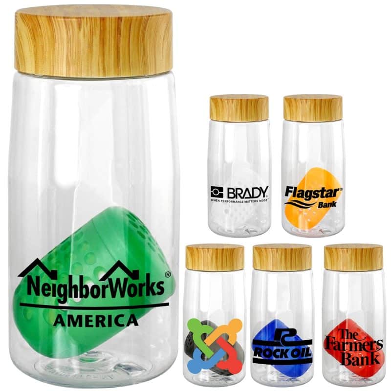 Custom Bamboo Pattern 18 oz. Recycled Bottle with Floating Infuser