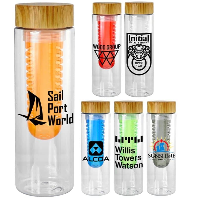 Custom Bamboo Pattern 24 oz Recycled Bottle with Fruit Infuser