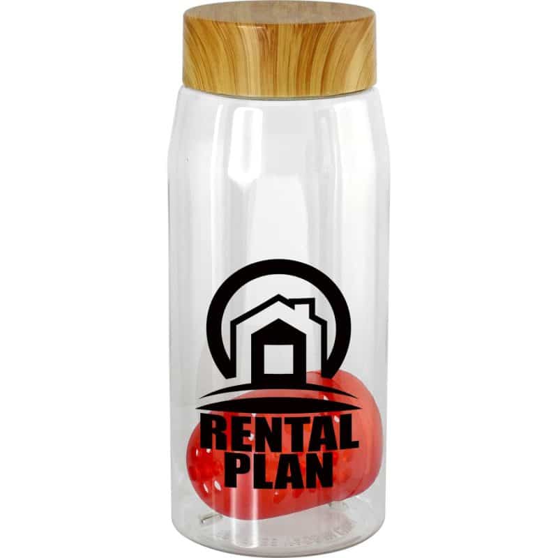 Custom Bamboo Pattern 25 Oz. Recycled Bottle with Floating Infuser - 2