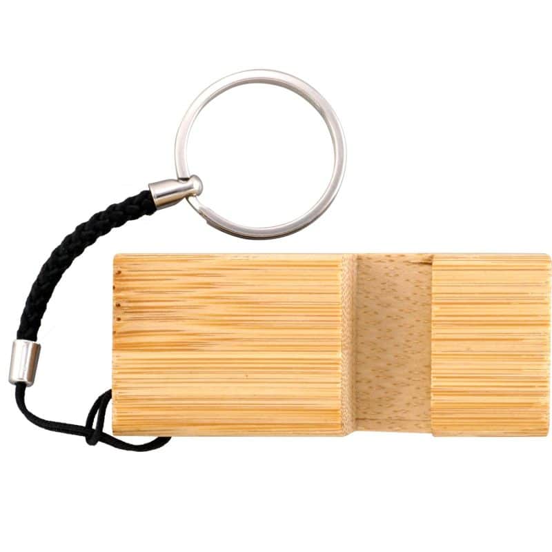 Custom Bamboo Phone Stand Keychain - 3
