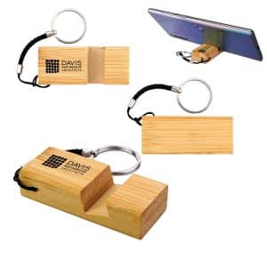 Custom Bamboo Phone Stand Keychain