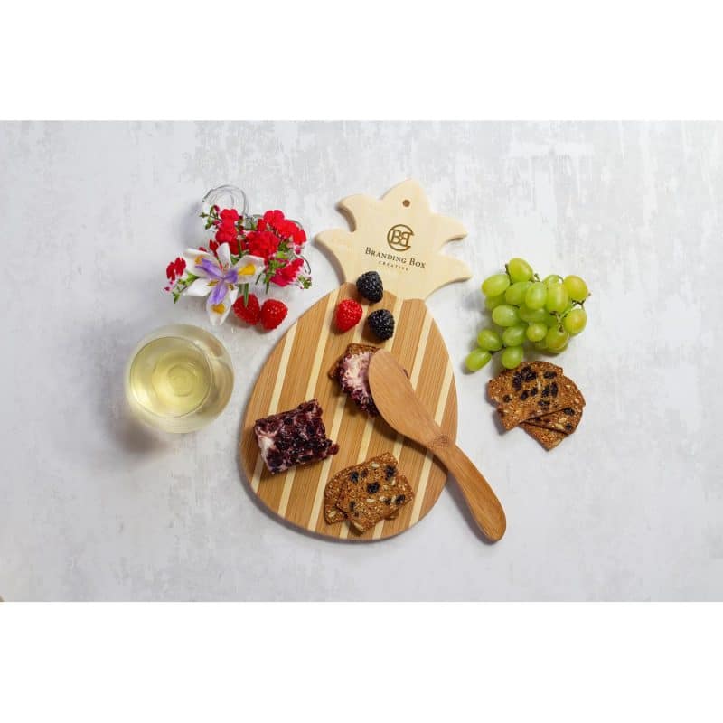 Custom Pineapple Charcuterie Board with Spreader Knife Gift Set - 2