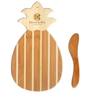 Custom Pineapple Charcuterie Board with Spreader Knife Gift Set