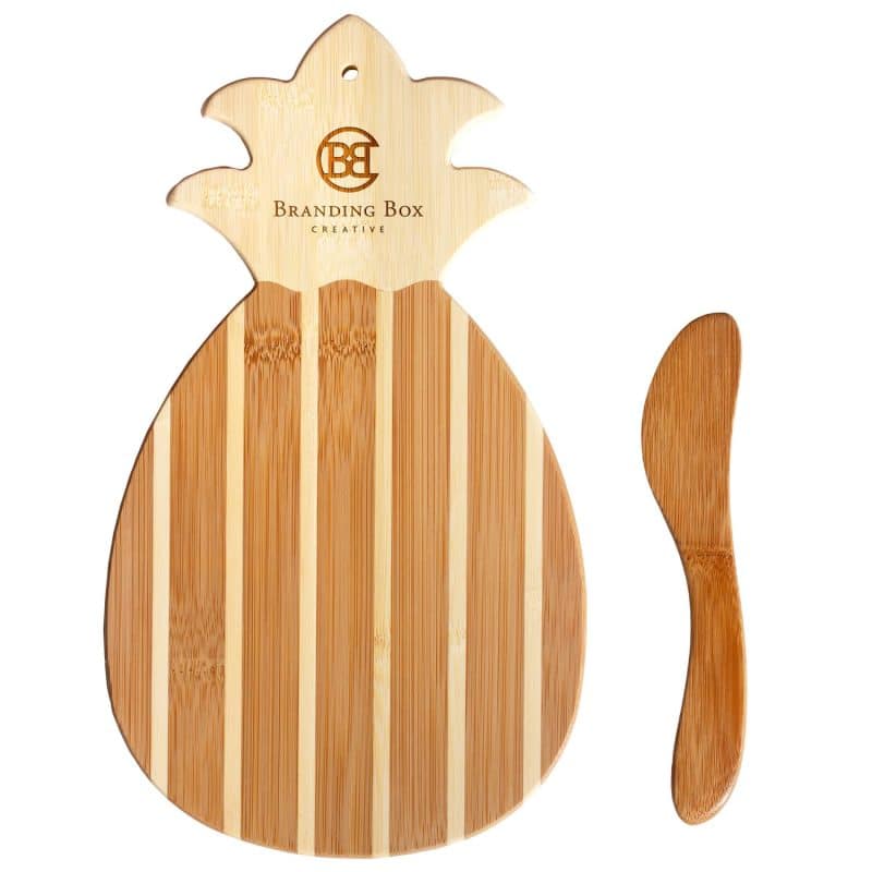 Custom Pineapple Charcuterie Board with Spreader Knife Gift Set