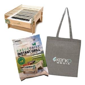Custom Raleigh CasusGrill Biodegradable BBQ Grill w/Recycled Cotton Tote Bag
