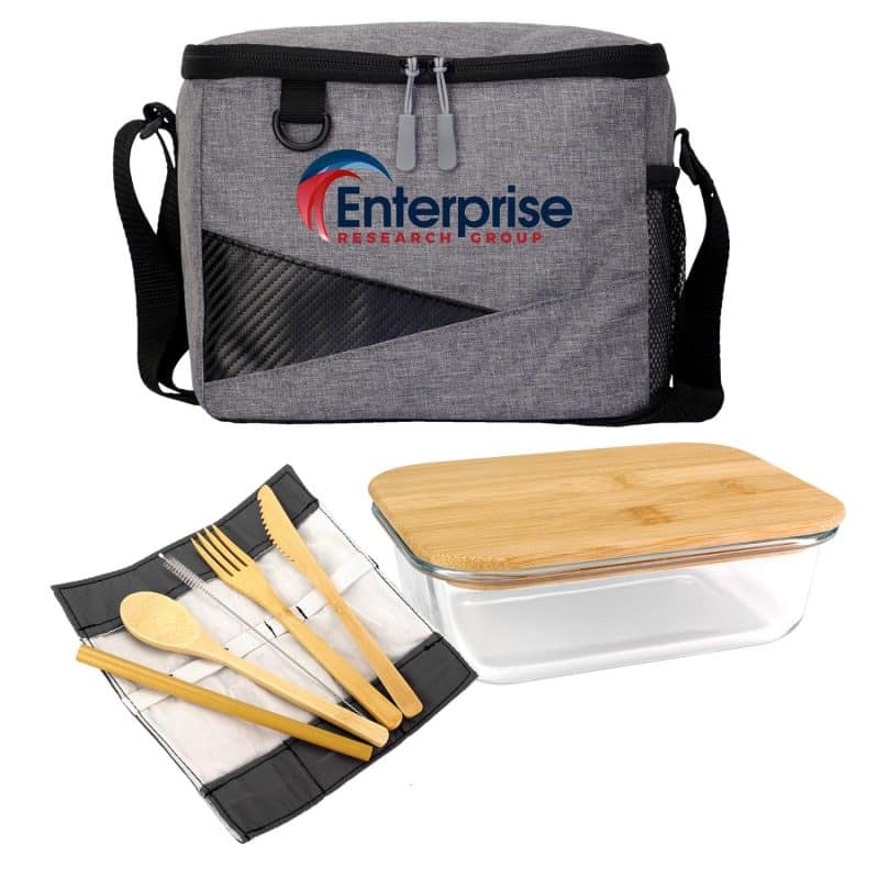 Custom Recycled Cooler & Bamboo Set - 6