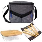 Custom Victory Lunch Cooler Bamboo Set - 4