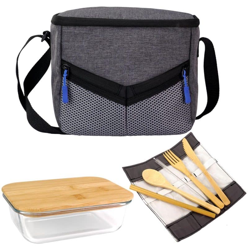 Custom Victory Lunch Cooler Bamboo Set - 4