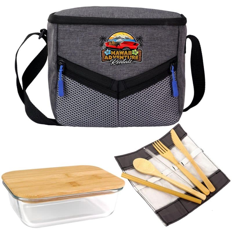 Custom Victory Lunch Cooler Bamboo Set - 5