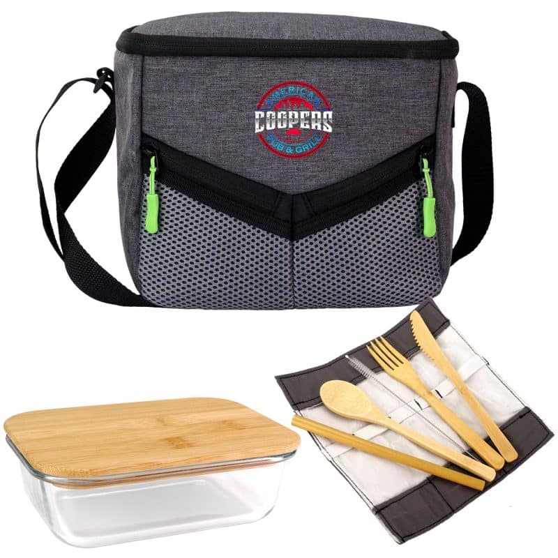Custom Victory Lunch Cooler Bamboo Set - 7