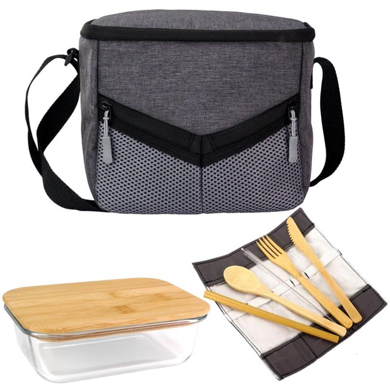 Custom Victory Lunch Cooler Bamboo Set - 8
