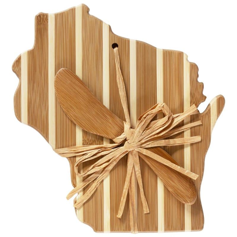 Custom Wisconsin Charcuterie Board with Spreader Knife Gift Set - 5