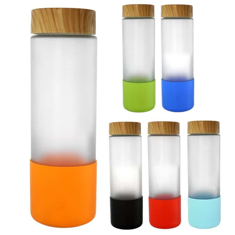 Custom Bamboo Pattern 22 oz. Full Color Frosted Glass Bottle - 1