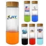 Custom Bamboo Pattern 22 oz. Full Color Frosted Glass Bottle