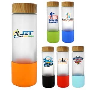 Custom Bamboo Pattern 22 oz. Full Color Frosted Glass Bottle