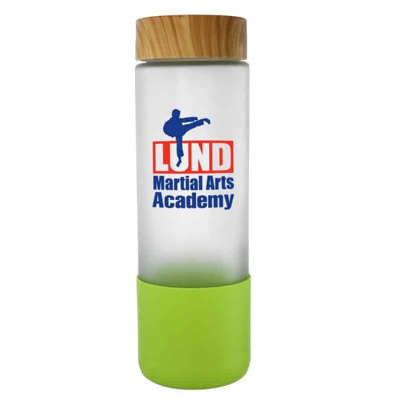 Custom Bamboo Pattern 22 oz. Full Color Frosted Glass Bottle - 6