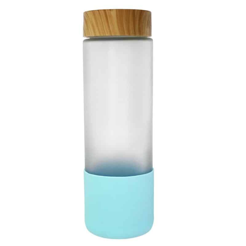Custom Bamboo Pattern 22 oz. Full Color Frosted Glass Bottle - 9