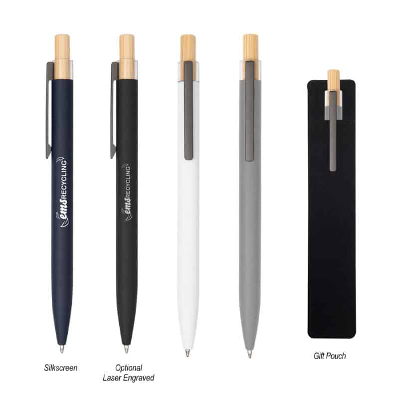 Custom Recycled Aluminum Pen With Bamboo Plunger