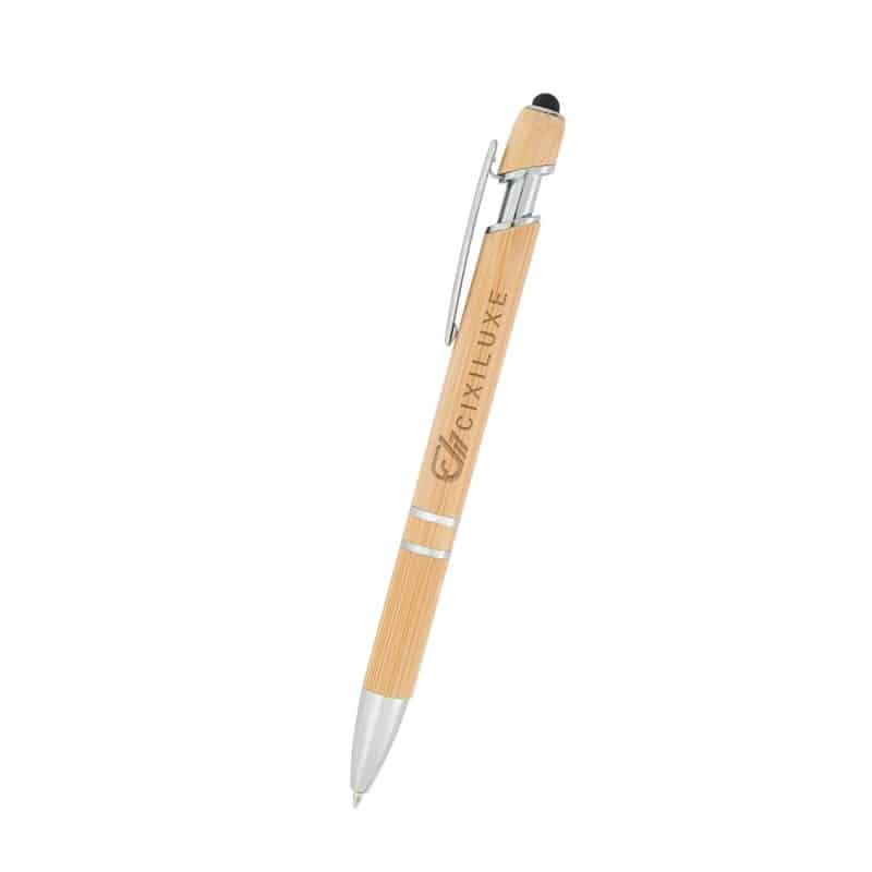 Custom Tropical Bamboo Incline Pen With Stylus - 1