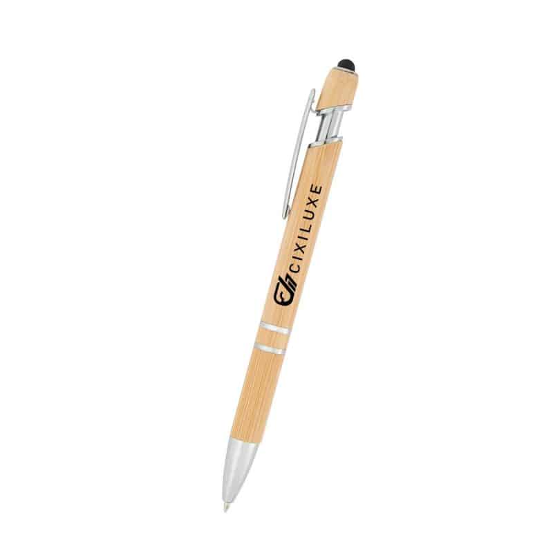 Custom Tropical Bamboo Incline Pen With Stylus - 3