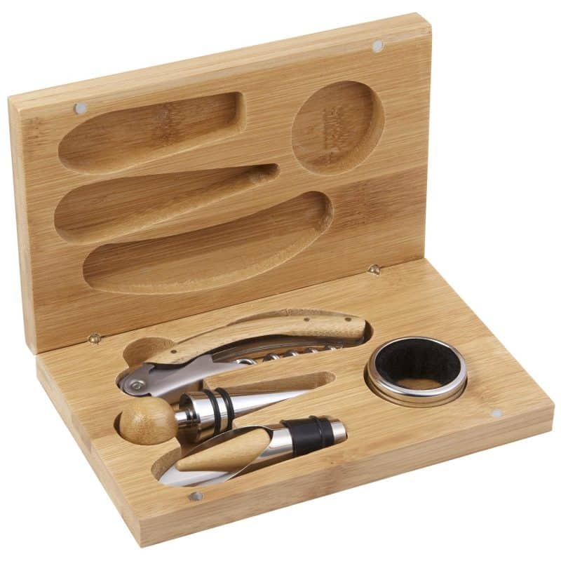 Custom 4 Piece Bamboo Wine Gift Set - 8