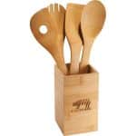 Custom Bamboo 4-piece Kitchen Tool Set and Canister - 3
