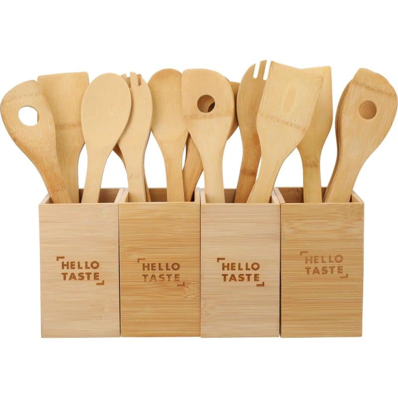 Custom Bamboo 4-piece Kitchen Tool Set and Canister - 4