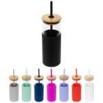 Custom Stirling 18 oz Glass Tumbler with Silicone Sleeve & PP Straw - 1