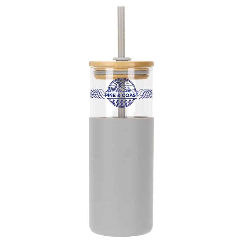 Custom Stirling 18 oz Glass Tumbler with Silicone Sleeve & PP Straw - 4