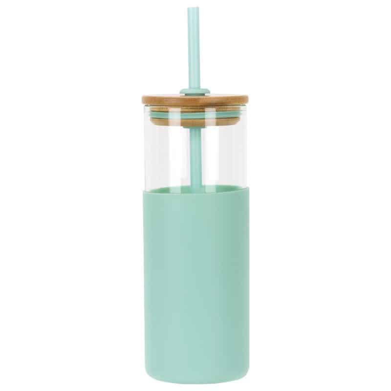 Custom Stirling 18 oz Glass Tumbler with Silicone Sleeve & PP Straw - 7