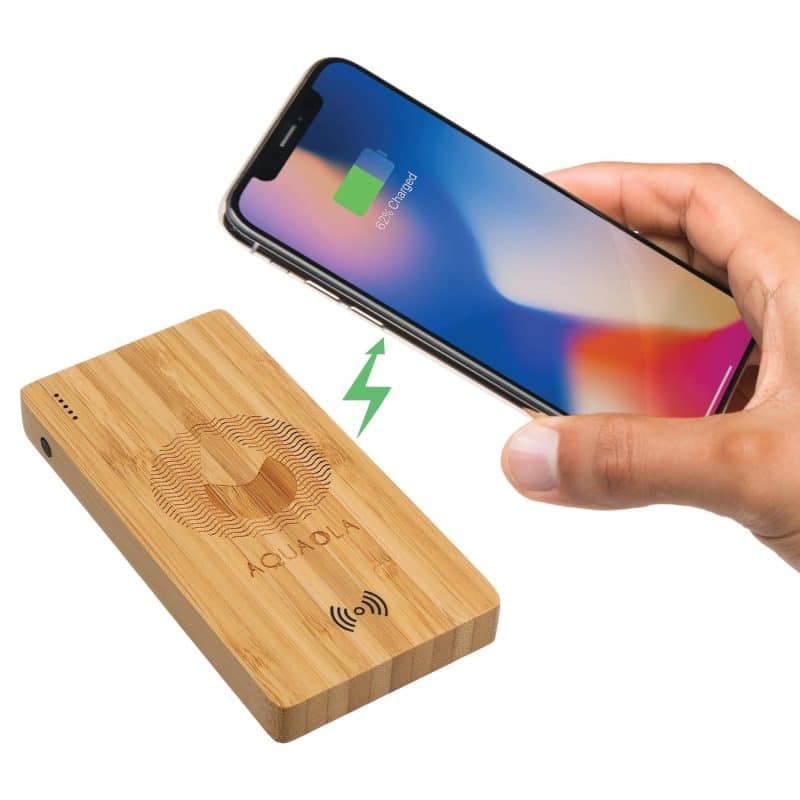 Custom FSC® 100% Bamboo 5000 mAh Wireless Power Bank - 5