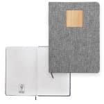 Custom Heathered Recycled Notebook with Bamboo Accent - 1