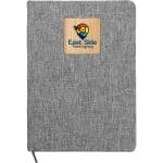 Custom Heathered Recycled Notebook with Bamboo Accent - 2