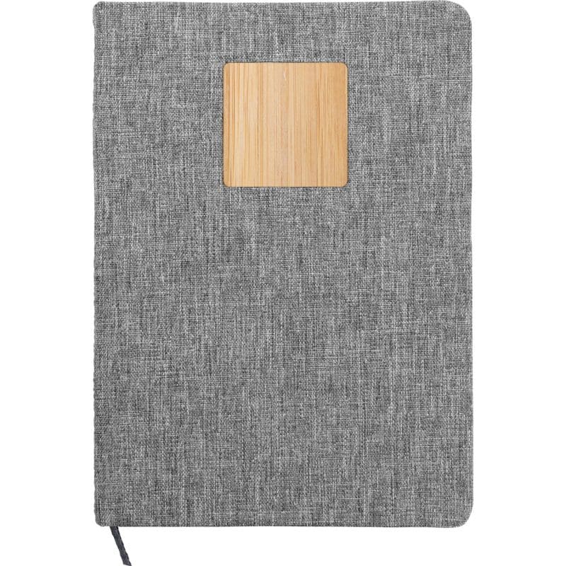 Custom Heathered Recycled Notebook with Bamboo Accent - 3