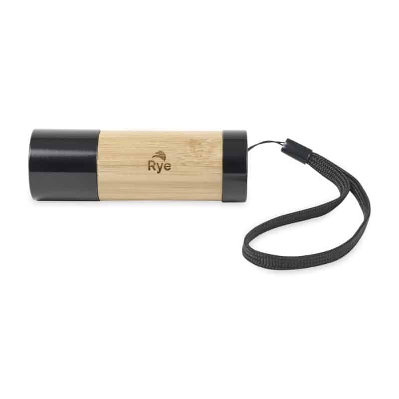 Custom Mini LED Bamboo Flashlight - Black-Fresh Bamboo - 2