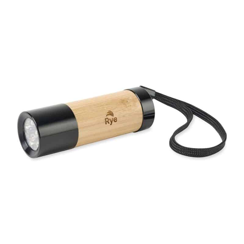 Custom Mini LED Bamboo Flashlight - Black-Fresh Bamboo