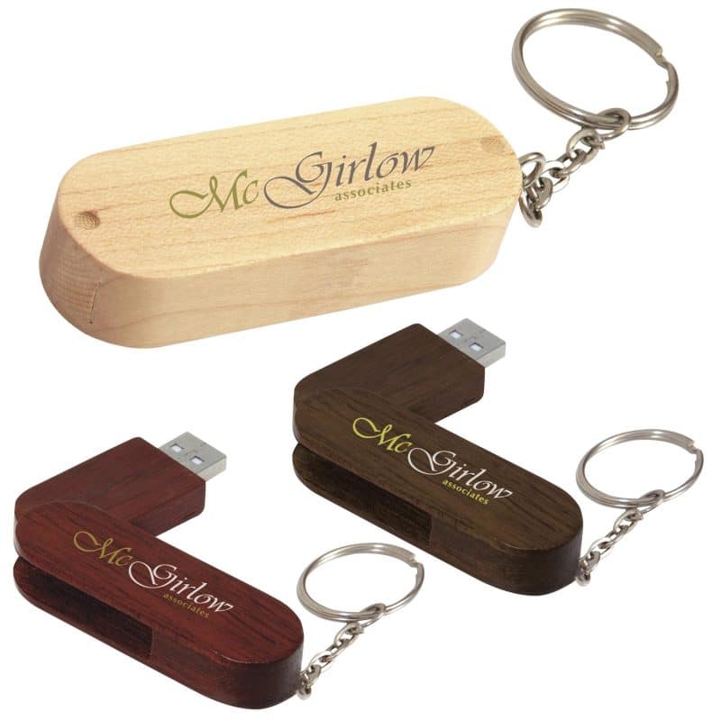 Custom Universal Source® 2 GB Bamboo Bullet Keyring USB 2.0 Flash Drive
