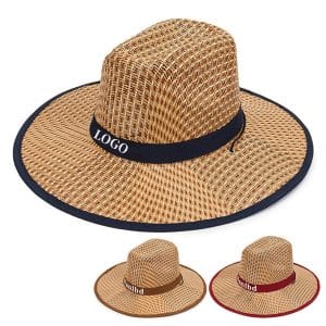 Custom Adult Wide Brim Braided Paper Straw Cowboy Hat
