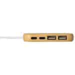 Custom Bamboo Dual Port USB & Type-C Hub - 4