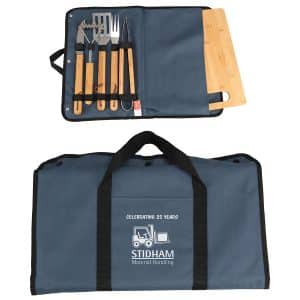 Custom Firepit 5-Piece BBQ Set with Cutting Board & Carrying Case