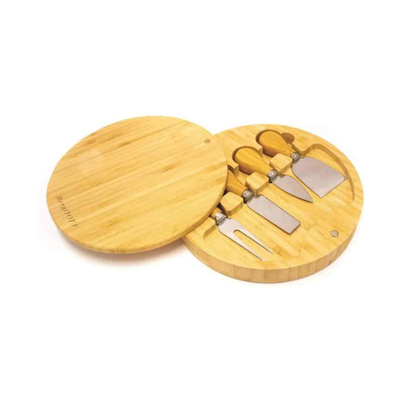 Custom BergHoff Bamboo 6Pc Round Cov Cheese Board Set