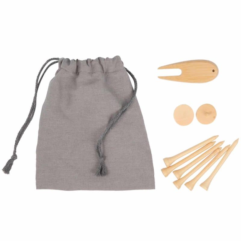 Custom Bamboo Golf Tee Set with Recycled Pouch - 5