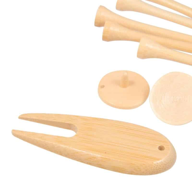 Custom Bamboo Golf Tee Set with Recycled Pouch - 9