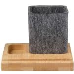 Custom Recycled Felt & Bamboo Pen Holder - 1