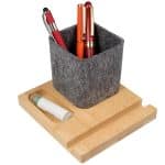 Custom Recycled Felt & Bamboo Pen Holder - 4