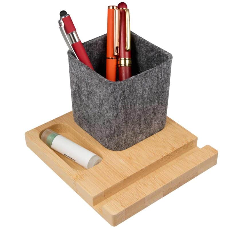 Custom Recycled Felt & Bamboo Pen Holder - 4