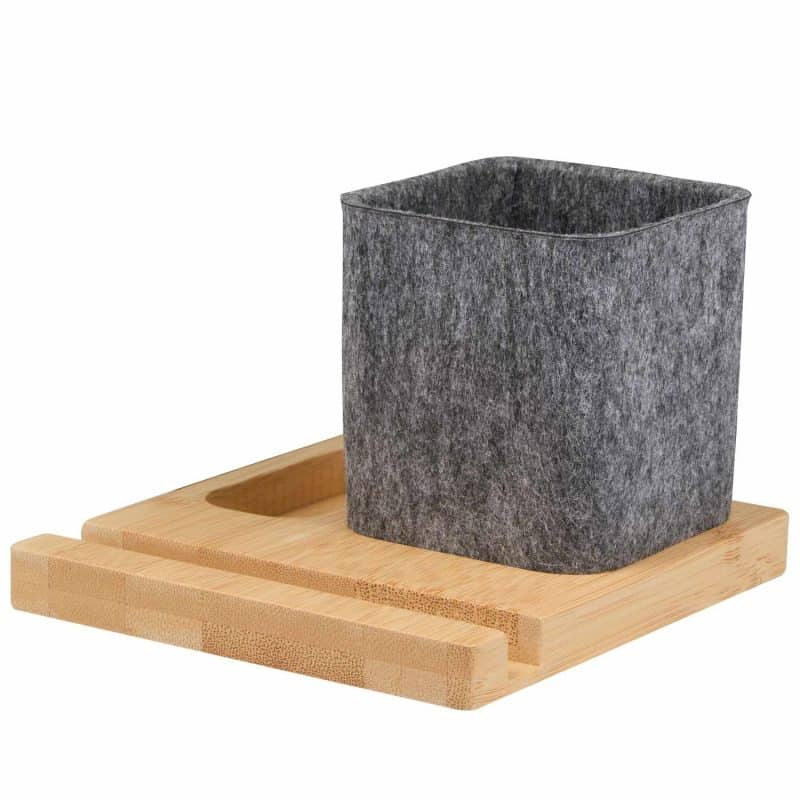 Custom Recycled Felt & Bamboo Pen Holder - 6