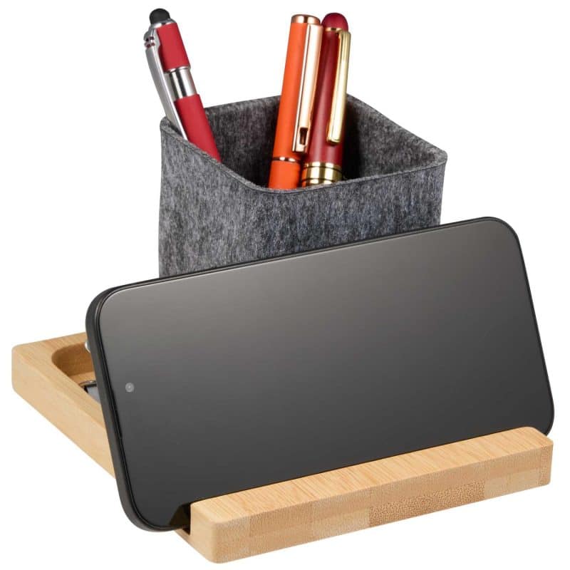 Custom Recycled Felt & Bamboo Pen Holder - 7
